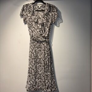 Dressbarn A-line Dress‎ Sz8  black/white Ruffle Romantic Fairy Sheer Cottagecore